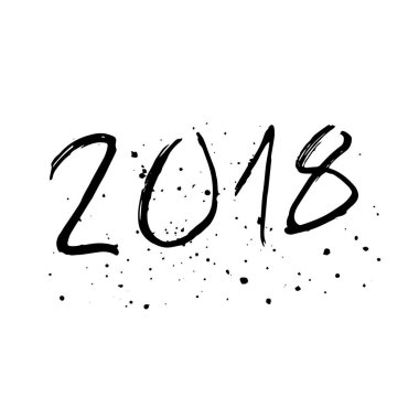 Harika ve eşsiz el yazısı Noel tebrik kartı, davet, afiş. El yazı çekilmiş. Mutlu yeni yıl 2018 tasarım öğeleri.