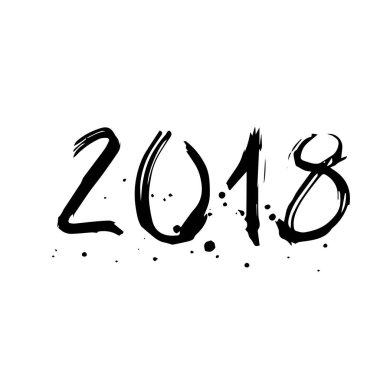 Harika ve eşsiz el yazısı Noel tebrik kartı, davet, afiş. El yazı çekilmiş. Mutlu yeni yıl 2018 tasarım öğeleri.