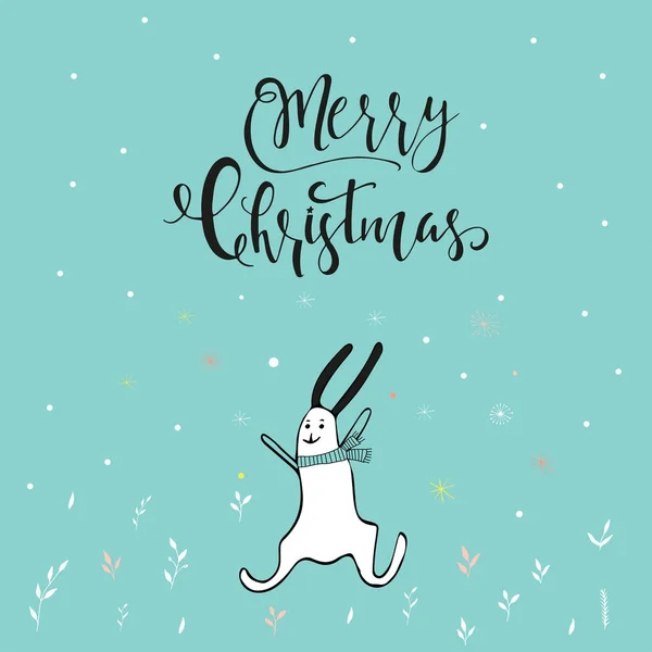 Frohe Weihnachten Süße Grußkarte Mit Handgezeichneten Schriftzügen Für Geschenke Skandinavischer — Stockvektor
