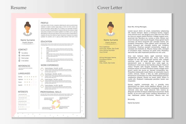 Femenino Carta Presentación Con Diseño Infográfico Conjunto Con Estilo Para — Archivo Imágenes Vectoriales