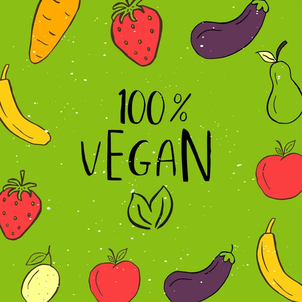 Vector Eco Bio Groen Logo Teken Vegan Ruwe Gezond Voedsel — Stockvector