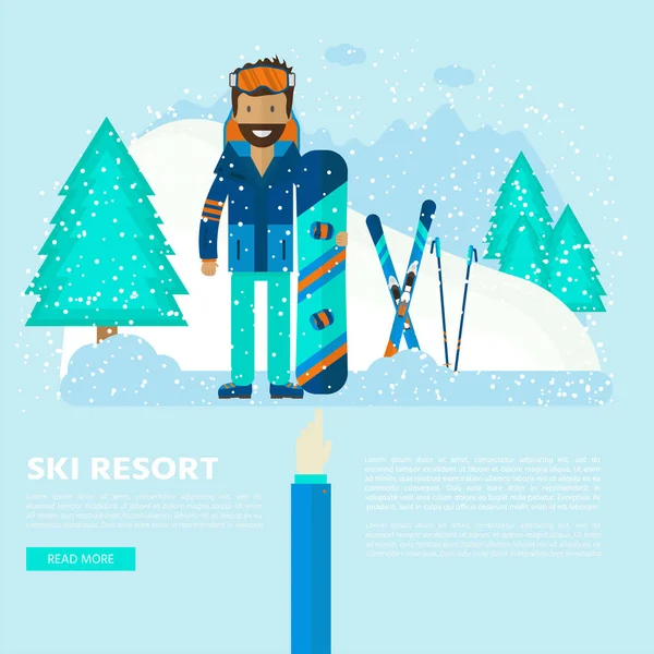 Коллекция Зимних Спортивных Икон Оборудование Катания Лыжах Сноуборде Плоском Стиле — стоковый вектор