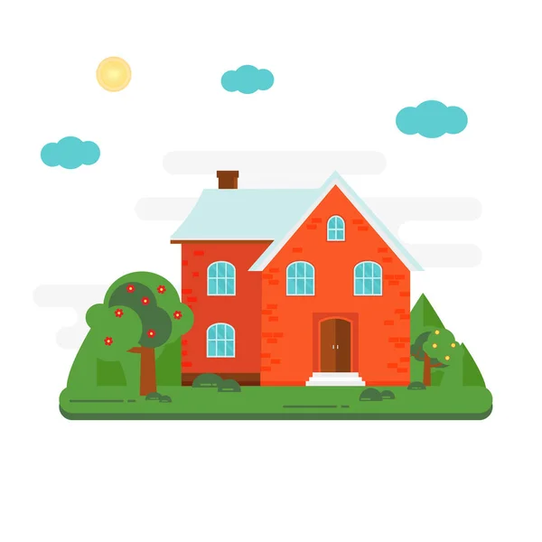 Abstrakter Hintergrund mit gemütlichem Zuhause, Haus, Ferienhaus, Platz für — Stockvektor