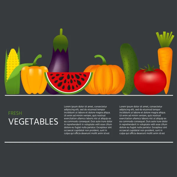 Collection Légumes Sains Réalistes Tels Que Carotte Tomate Poivre Aubergine — Image vectorielle
