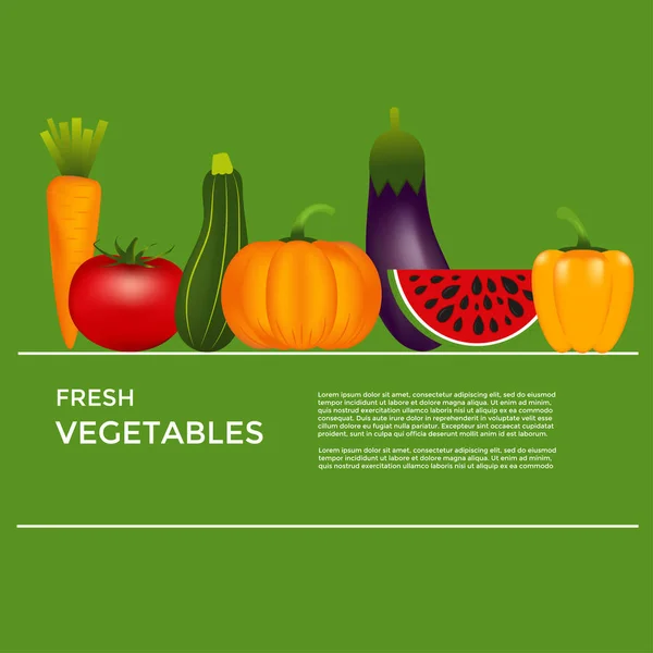 Gerçekçi Sağlıklı Sebze Gibi Topluluğu Havuç Domates Biber Patlıcan Kabak — Stok Vektör