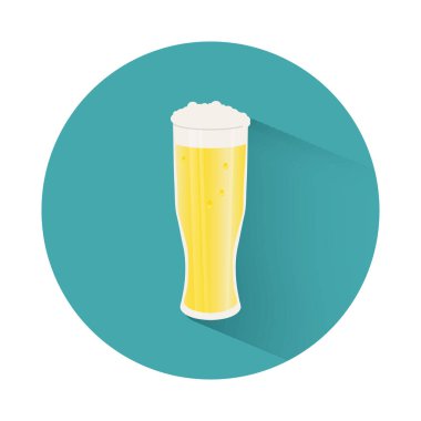 Posteri veya başlığı ile bira şişesi, kupalar, gözlük. Vektör simge w