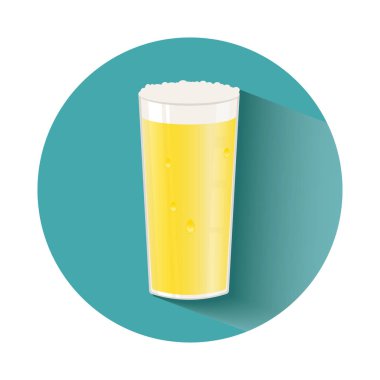 Posteri veya başlığı ile bira şişesi, kupalar, gözlük. Vektör simge w