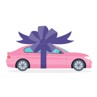 Poster kırmızı makine ve kurdele ile. Araba hediye kavram ya da presenta