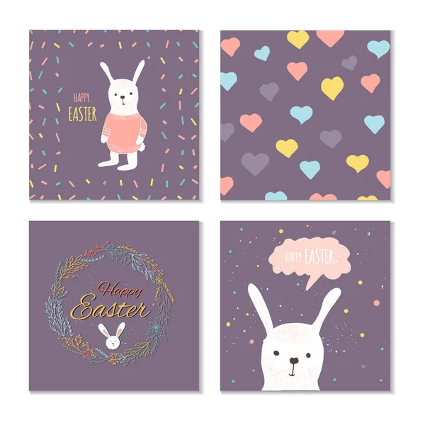 Koleksiyon 4 Paskalya kartı, afiş arka plan, şablonla