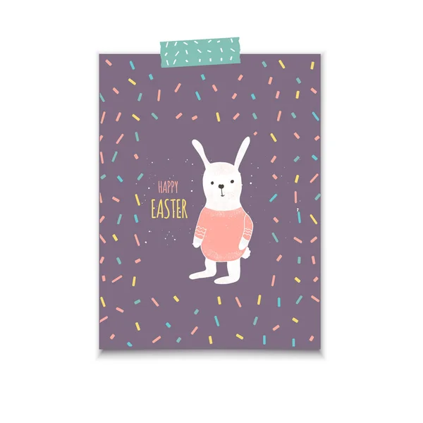 Fond Bannière Pâques Modèle Avec Jolie Banny Lapin Texte Illustration — Image vectorielle