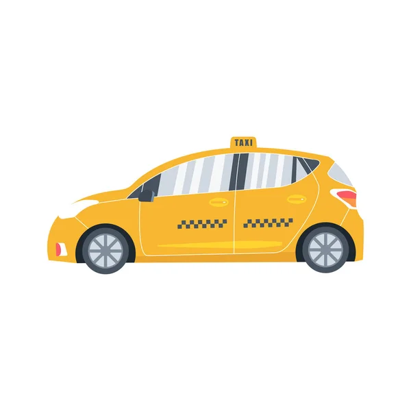 Yellow Cab Ikonen Isolerad Vit Bakgrund Taxi Servicekoncept Flat Vektorillustration — Stock vektor