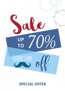 Mutlu Babalar Günü Satılık. Vektör çizim promosyon, afiş, el ilanı, indirim kartı, alışveriş şablonu, fiyat etiket, blog, sosyal medya, pazarlama, reklam, promosyon afiş için