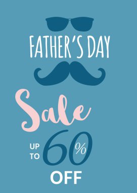 Mutlu Babalar Günü Satılık. Vektör çizim promosyon, afiş, el ilanı, indirim kartı, alışveriş şablonu, fiyat etiket, blog, sosyal medya, pazarlama, reklam, promosyon afiş için