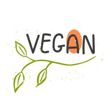 Vektör Eko, bio yeşil logo veya işareti. Vegan sağlıklı gıda rozet, kafeterya, restoranlar, ambalaj ürünleri için etiket. Elle çizilmiş yapraklar, dallar, yazı ile bitki elemanları. Organik tasarım şablonu