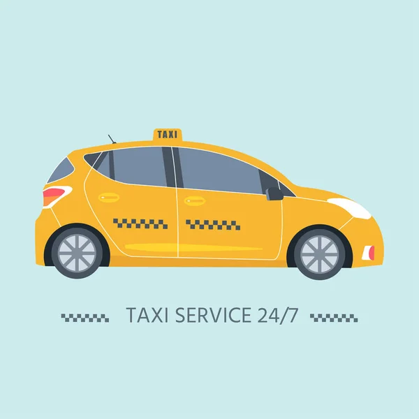 Ikona Stroje Žlutou Kabinou Veřejné Taxi Služby Koncept Plochá Vektorové — Stockový vektor