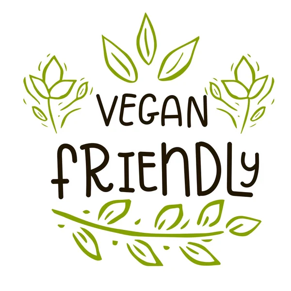 Vektör Eko, bio yeşil logo veya işareti. Vegan sağlıklı gıda rozet, kafeterya, restoranlar, ambalaj ürünleri için etiket. Elle çizilmiş yapraklar, dallar, yazı ile bitki elemanları. Organik tasarım şablonu