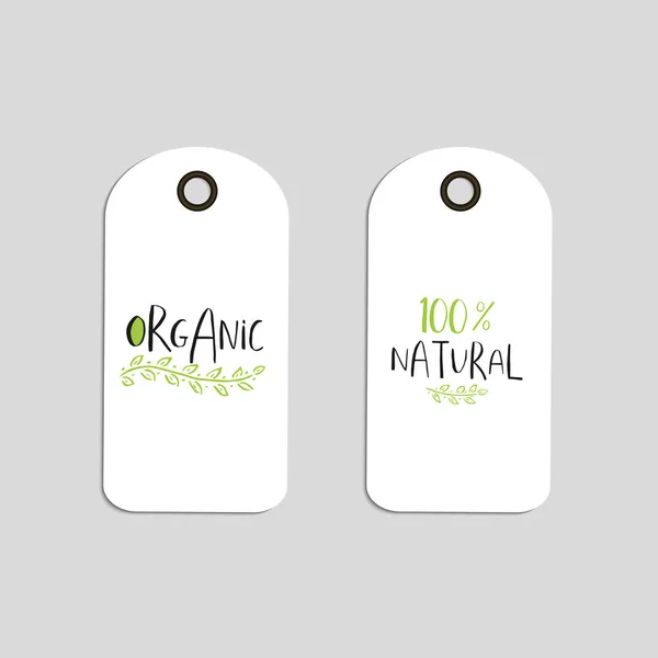 Set Van Vector Eco Badges Tags Bio Groen Logo Vegan — Stockvector