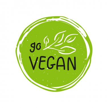 Vektör Eko, bio yeşil logo veya işareti. Vegan sağlıklı gıda rozet, kafeterya, restoranlar, ambalaj ürünleri için etiket. Elle çizilmiş yapraklar, dallar, yazı ile bitki elemanları. Organik tasarım şablonu