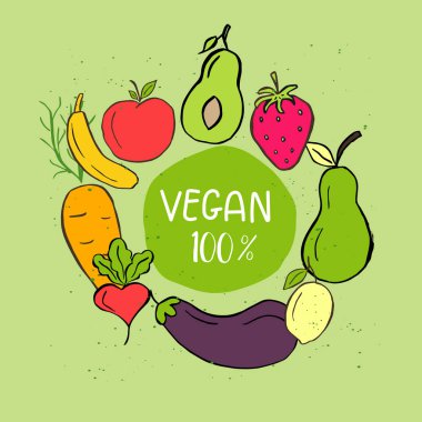 Vektör Eko, bio yeşil logo veya işareti. Vegan sağlıklı gıda rozet, kafeterya, restoranlar, ambalaj ürünleri için etiket. Elle çizilmiş yapraklar, dallar, yazı ile bitki elemanları. Organik tasarım şablonu