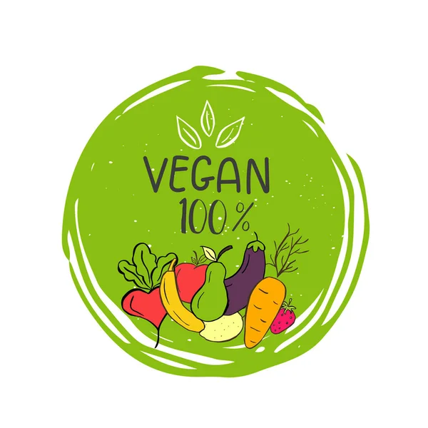 Wektor Eco Bio Zielony Logo Lub Znak Wegańskie Zdrowej Żywności — Wektor stockowy