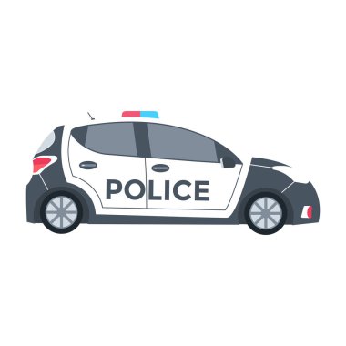 Polis arabası beyaz arka planda izole edildi