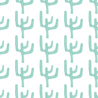 Elle çizilmiş kaktüs ile Seamless modeli. Başlık sayfası veya Cinco de Mayo kutlaması için kartı için kullanılabilir. Tatil afişi. Vektör Meksika fiesta.