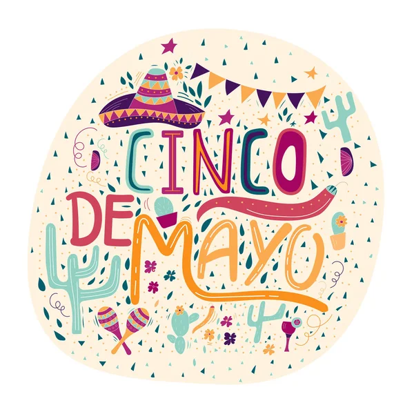 Bannière Carte Pour Célébration Cinco Mayo Affiche Vacances Avec Calligraphie — Image vectorielle