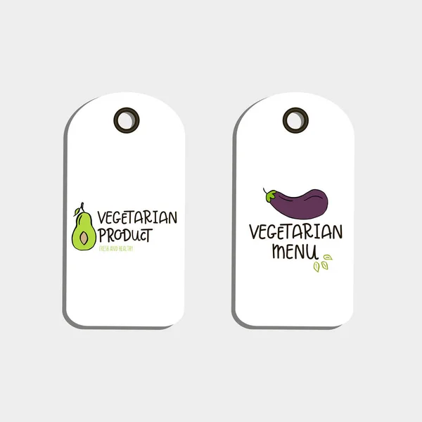 Conjunto Vetor Eco Crachá Tag Logotipo Bio Verde Placa Vegan —  Vetores de Stock