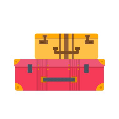 Bagaj, Bagaj, beyaz arka plan üzerinde izole bavul farklı türleri. Düz stil vektör illustratio