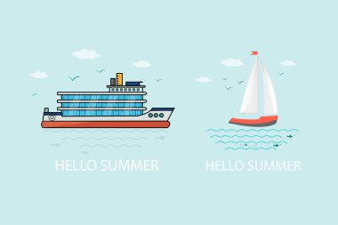 Deniz araçları koleksiyonu. Vektör çizim