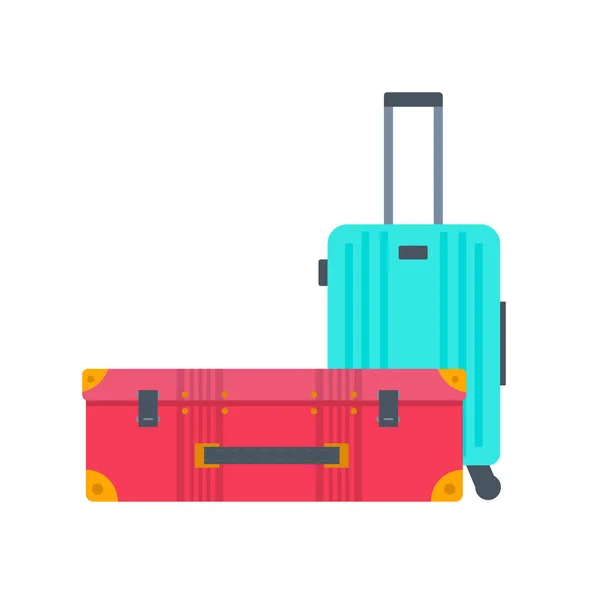 Different Types Baggage Luggage Suitcase Isolated White Background Flat Style — Stock Vector