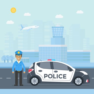 Polis devriye arabası olan yakınındaki yolda 