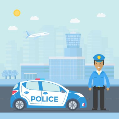 Polis devriye arabası olan yakınındaki yolda 