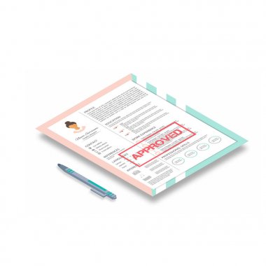 Infographic tasarım ve onaylanmış damga ile kadın devam