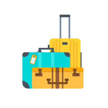 Beyaz arka plan üzerinde izole renkli Bagaj farklı türleri