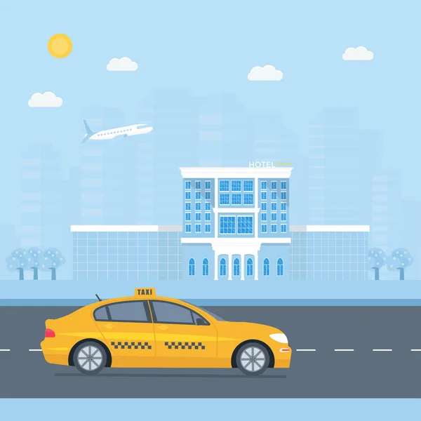 Machine Yellow Cab Hotel Public Taxi Service Concept — Stock Vector