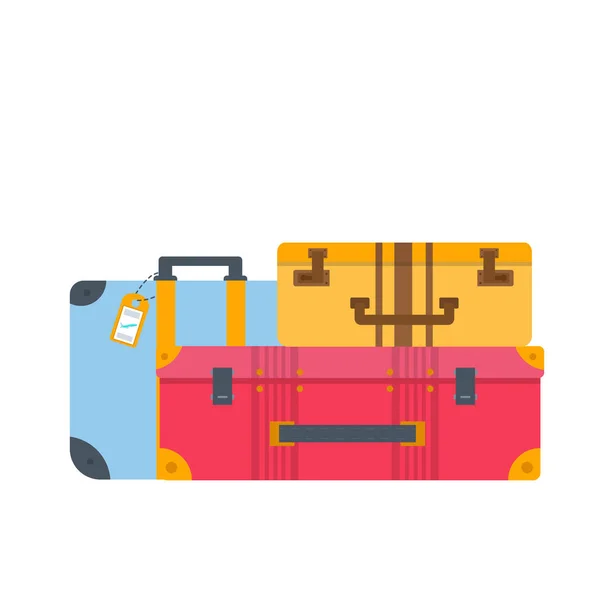Different Types Baggage Luggage Suitcase Isolated White Background Flat