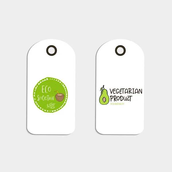 Set Badge Tag Eco Modello Design Organico — Vettoriale Stock