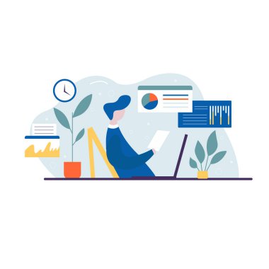 karakter ve alarm clo ile iş zamanı yönetimi vektör kavramı