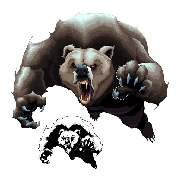 愤怒的布朗熊 — 图库矢量图片