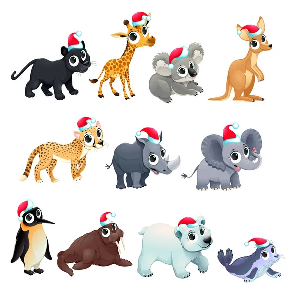 Funny Christmas animals — Stock Vector