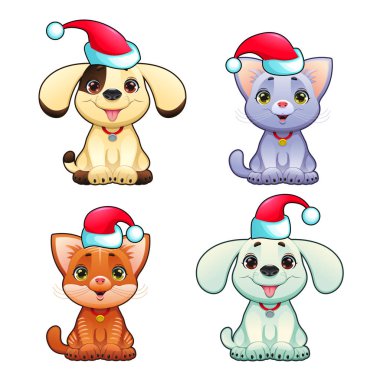 Komik Noel köpekler ve kediler