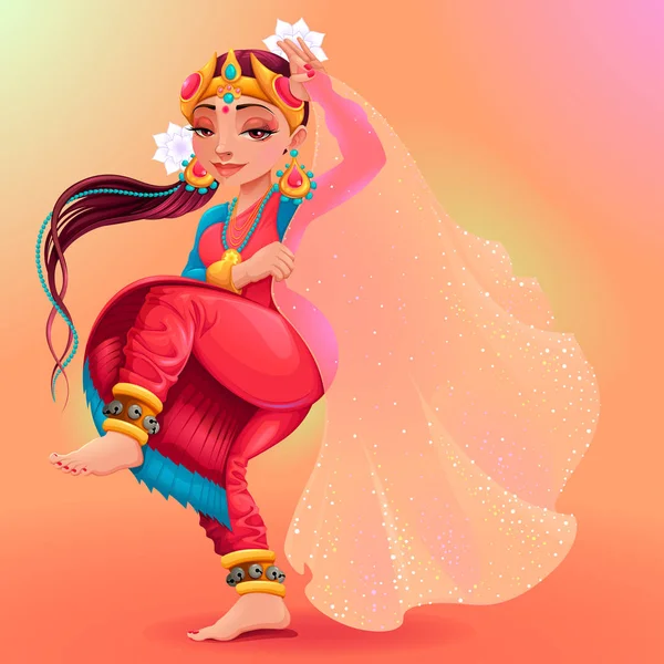 Bailarina india que representa el velo de Maya — Archivo Imágenes Vectoriales