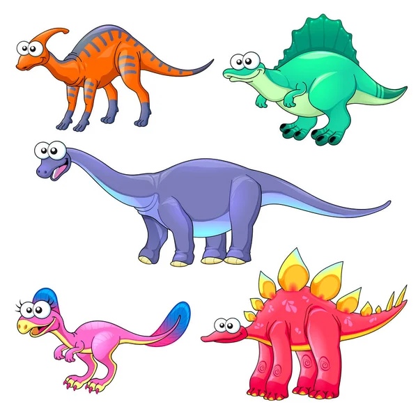 Grupo de dinosaurios divertidos — Vector de stock