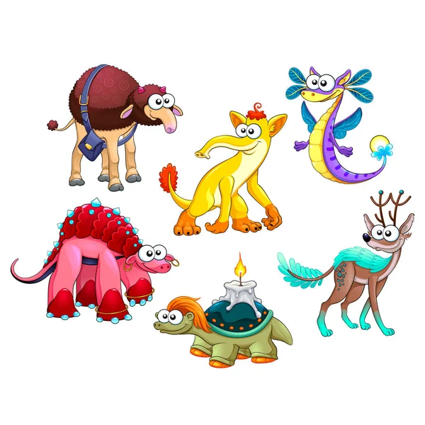 Группа забавных странных животных — стоковый вектор