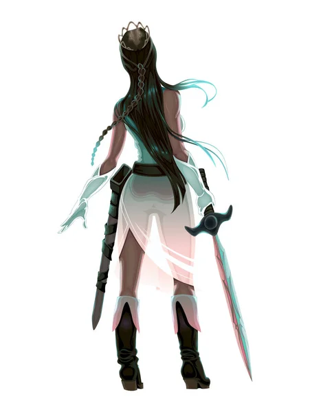 Princezny bojovník s mečem — Stockový vektor