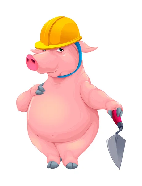 Bricklayer pig with tool — Stock Vector