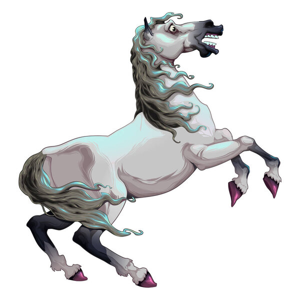 Skittish white horse Stock Image