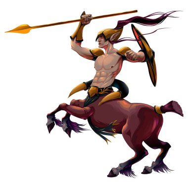 Centaur mızrak ve zırh ile