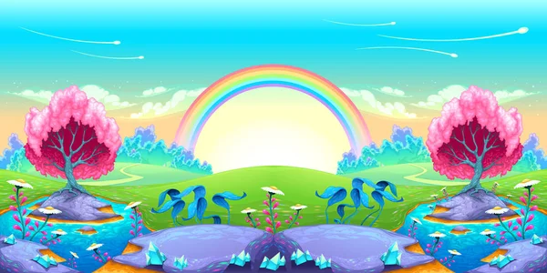 Krajina snů s rainbow — Stockový vektor